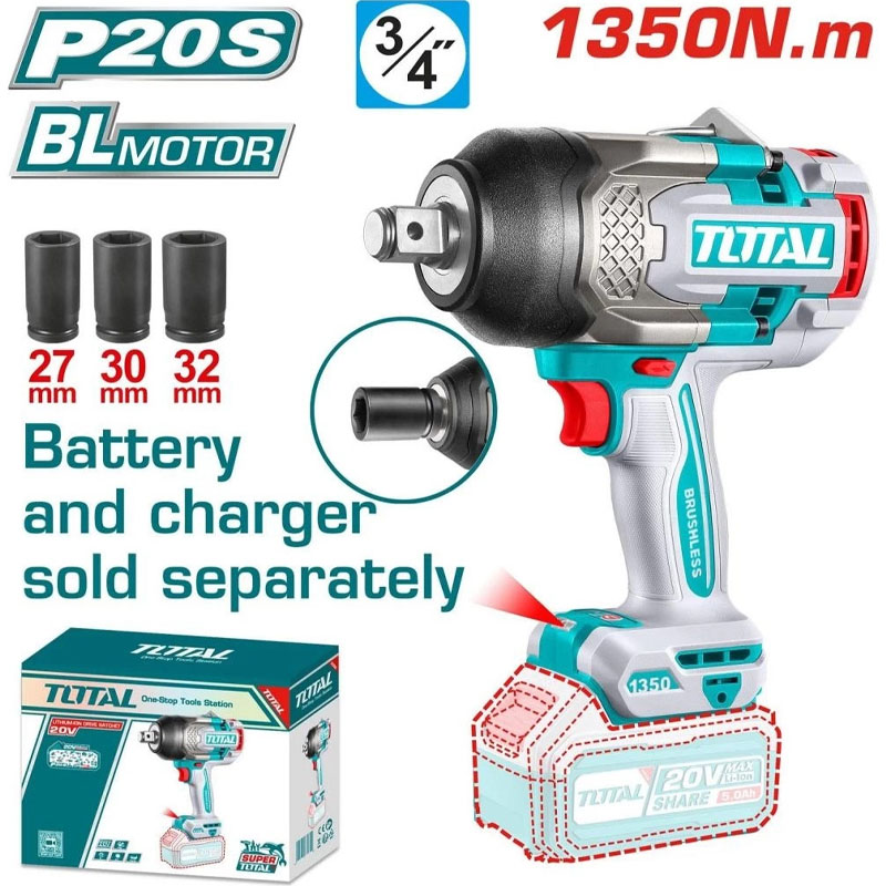 Máy siết bu lông 3/4" dùng pin 20V Total TIWLI201351