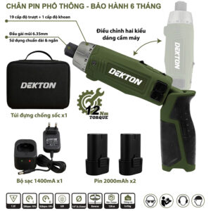 Máy vặn vít gập dùng pin 7.2V Dekton DK-VGT12XN ( màu oliu)