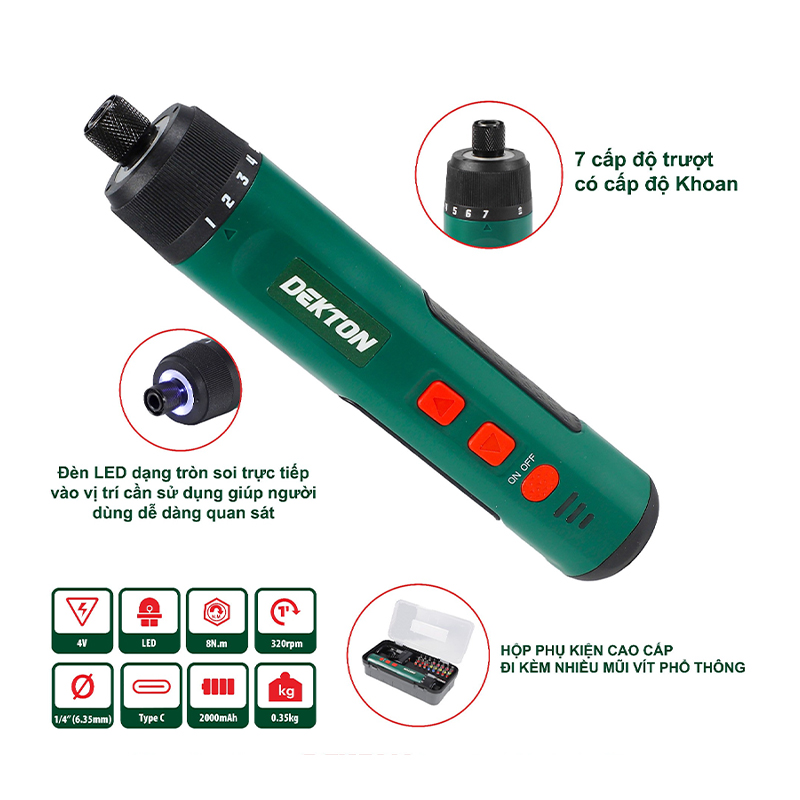 Máy vặn vít mini dùng pin 4V Dekton DK-VT08PRO 5 may van vit mini dung pin 4v dekton dk vt08n 1714360465