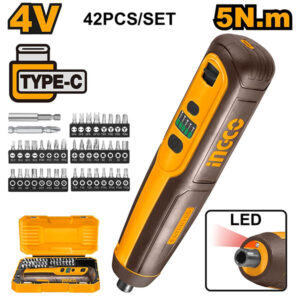 Máy vặn vít mini dùng pin Ingco CSDLI04062 (kèm 43 phụ kiện không cáp sạc)