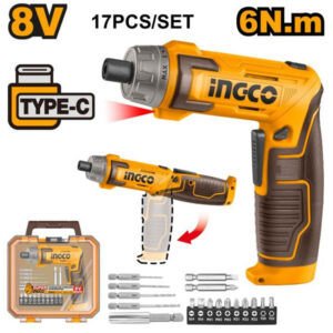 Máy vặn vít mini dùng pin Ingco CSDLI08025 (kèm 17 phụ kiện không cáp sạc)