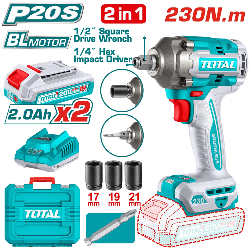 Máy vặn vít và bu lông dùng pin 20V Total TIWLI20236 (2 Pin 2.0Ah, 1 Sạc) 3 may van vit va bu long dung pin 20v total tiwli20236 2 pin 20ah 1 sac 1749279299