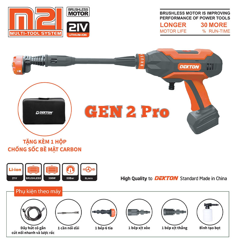 Alternative view of Máy xịt rửa dùng pin Dekton M21-SRX1401Plus (Chưa Pin & Sạc)