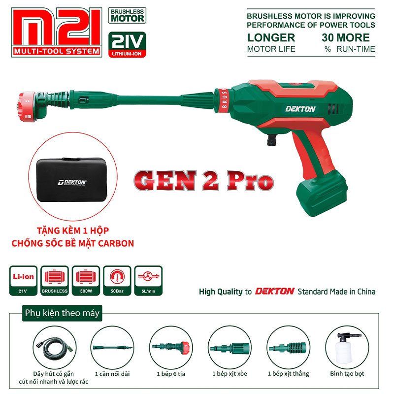 Máy xịt rửa dùng pin Dekton M21-SRX1401Plus (Chưa Pin & Sạc) 3 Máy xịt rửa dùng pin Dekton M21-SRX1401Plus (Chưa Pin & Sạc) - Ảnh 3