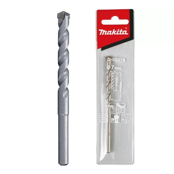 Mũi khoan tường chuôi thẳng Makita D-05278 (7mm x 100mm) 2 mui khoan be tong chuoi kep 7x100 makita d 05278 1705744040