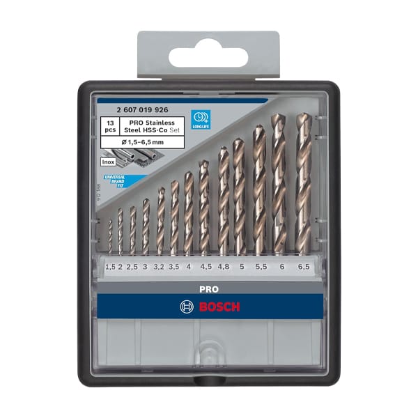 Mũi khoan INOX HSS-Co (hộp 13 mũi) Bosch 2607019926