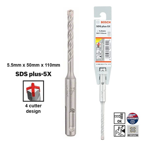 Mũi khoan SDS Bosch 2608833774 PLUS-5X 5.5x50x110 2 mui khoan sds bosch 2608833774 plus 5x 55x50x110 1598504334