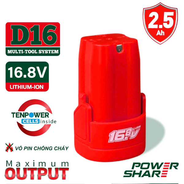 Pin 16V 2.5Ah Dekton D16-B2500TP 3 pin 16v 25ah dekton d16 b2500tp 1741328777