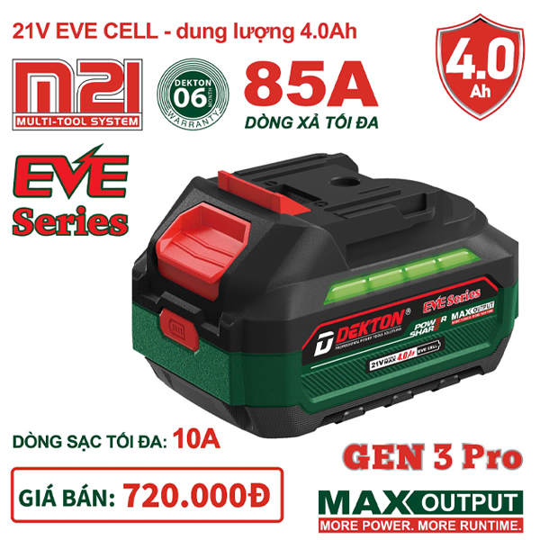 Pin 21V 4.0Ah Dekton M21-B4015PRO