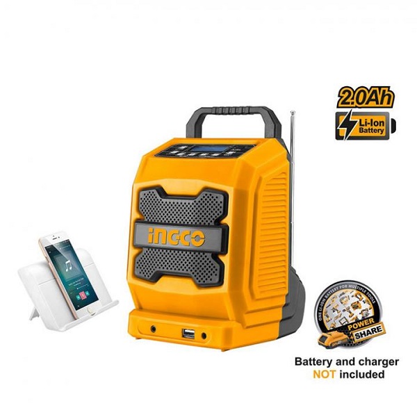Radio công trường dùng pin Lithium Ingco CJRLI2001 (20V) (Chưa kèm pin và sạc) 3 radio cong truong dung pin lithium ingco cjrli2001 20v chua kem pin va sac 1610439965
