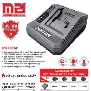 Sạc nhanh 21V, 4.0A Dekton M21-S40 Plus 4 Sạc nhanh 21V, 4.0A Dekton M21-S40 Plus - Ảnh 4