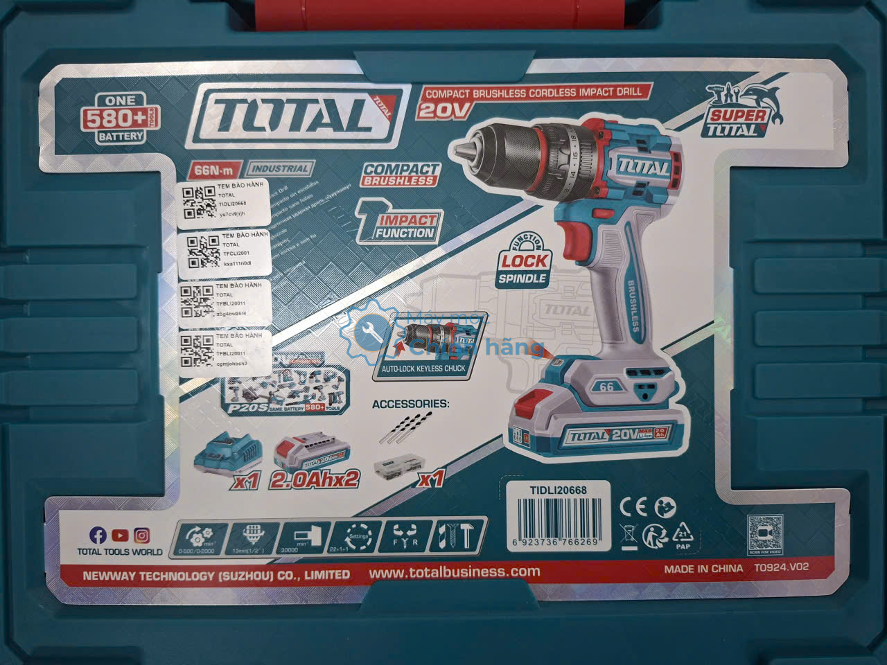 Máy khoan động lực dùng pin 20V Total TIDLI20668 (Kèm 2 Pin 1 Sạc)