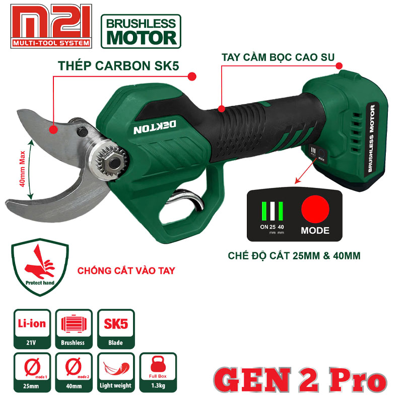 Thân máy cắt cành dùng pin 21V Dekton M21-MCC40PRO