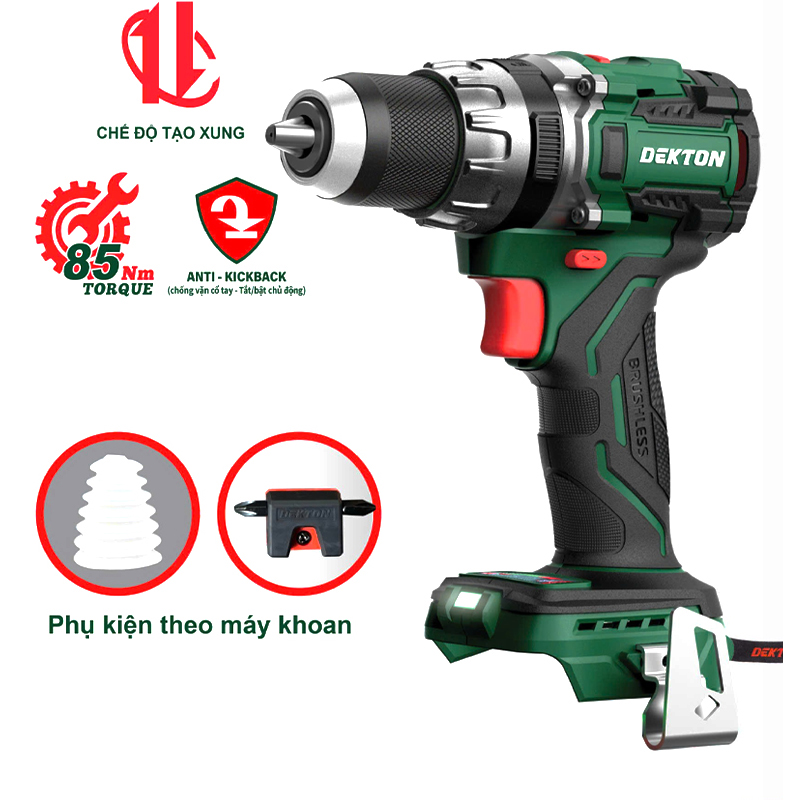 Thân máy khoan động lực dùng pin 21V Dekton M21-KB1385PRO (Anti Kickback)