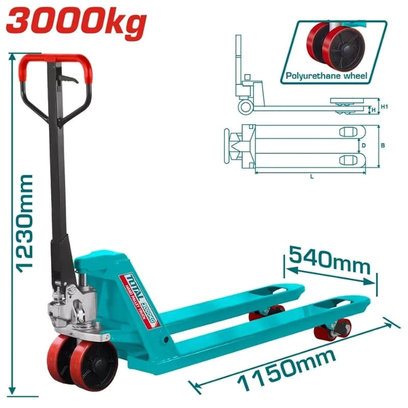 Xe nâng càng hẹp 3 tấn Total THT301301 (1150x540mm)