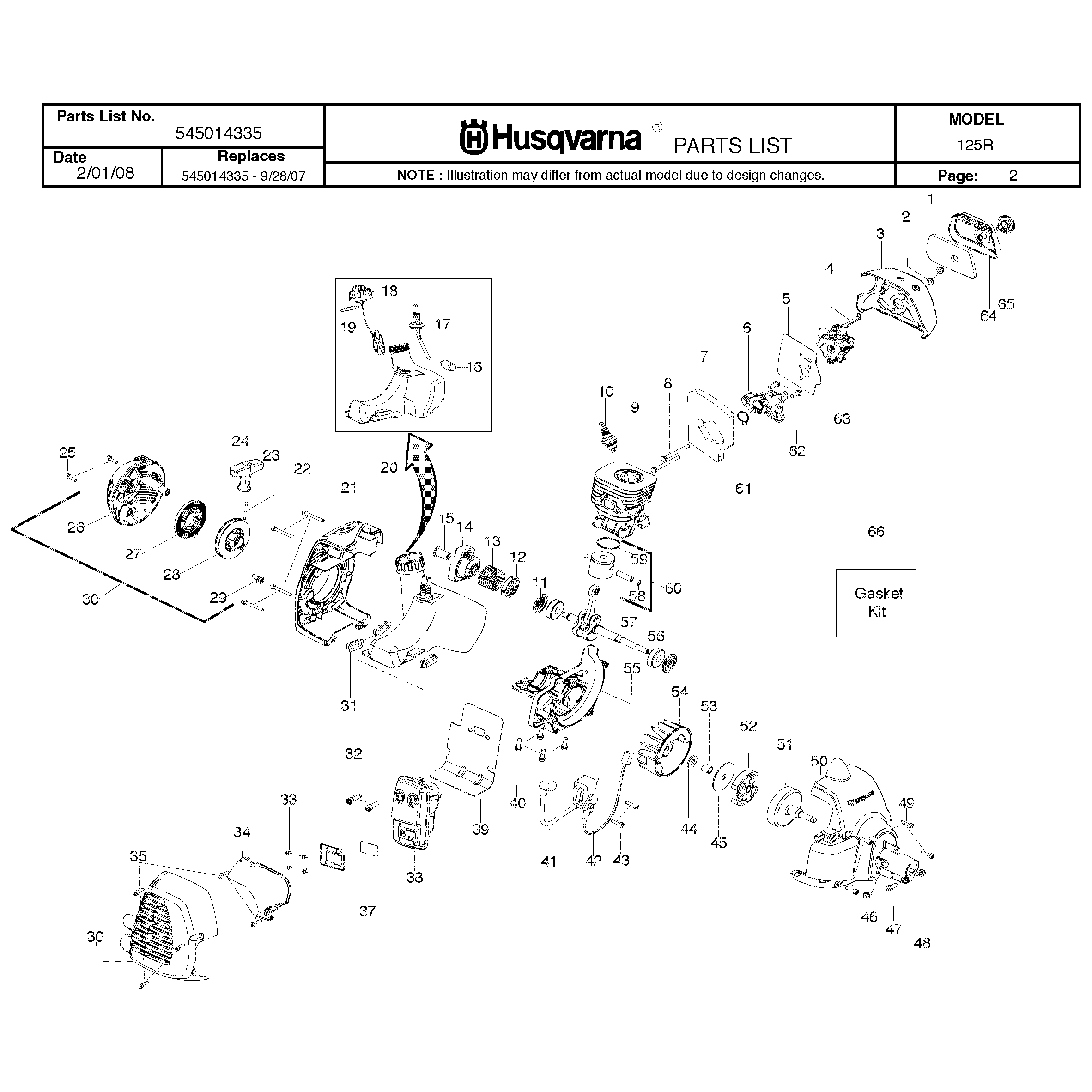 Sơ đồ Động cơ cho Husqvarna 125R 3 125r 002