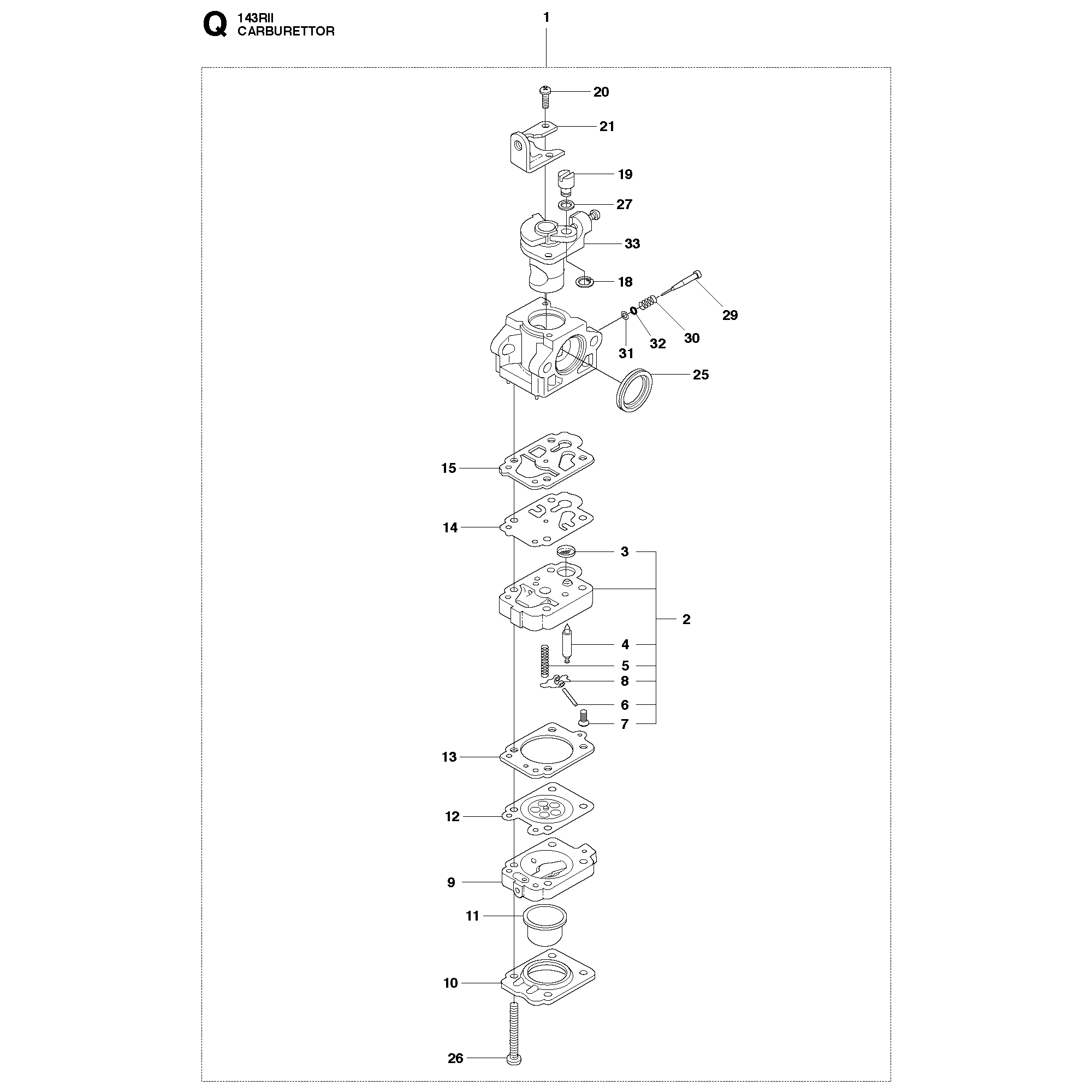 Sơ đồ Bộ chế hòa khí cho Husqvarna 143Rii