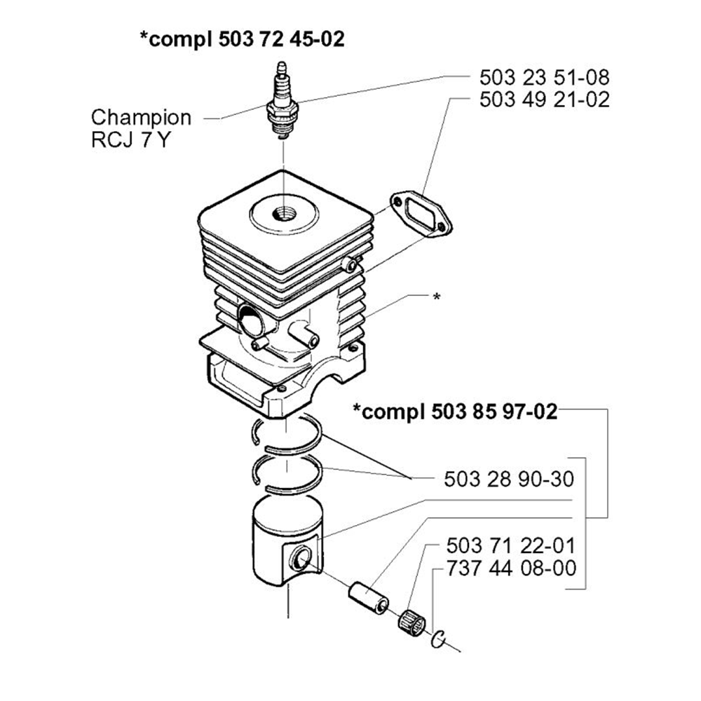 Sơ đồ Piston xi lanh cho Husqvarna 225 E 2 225e 4