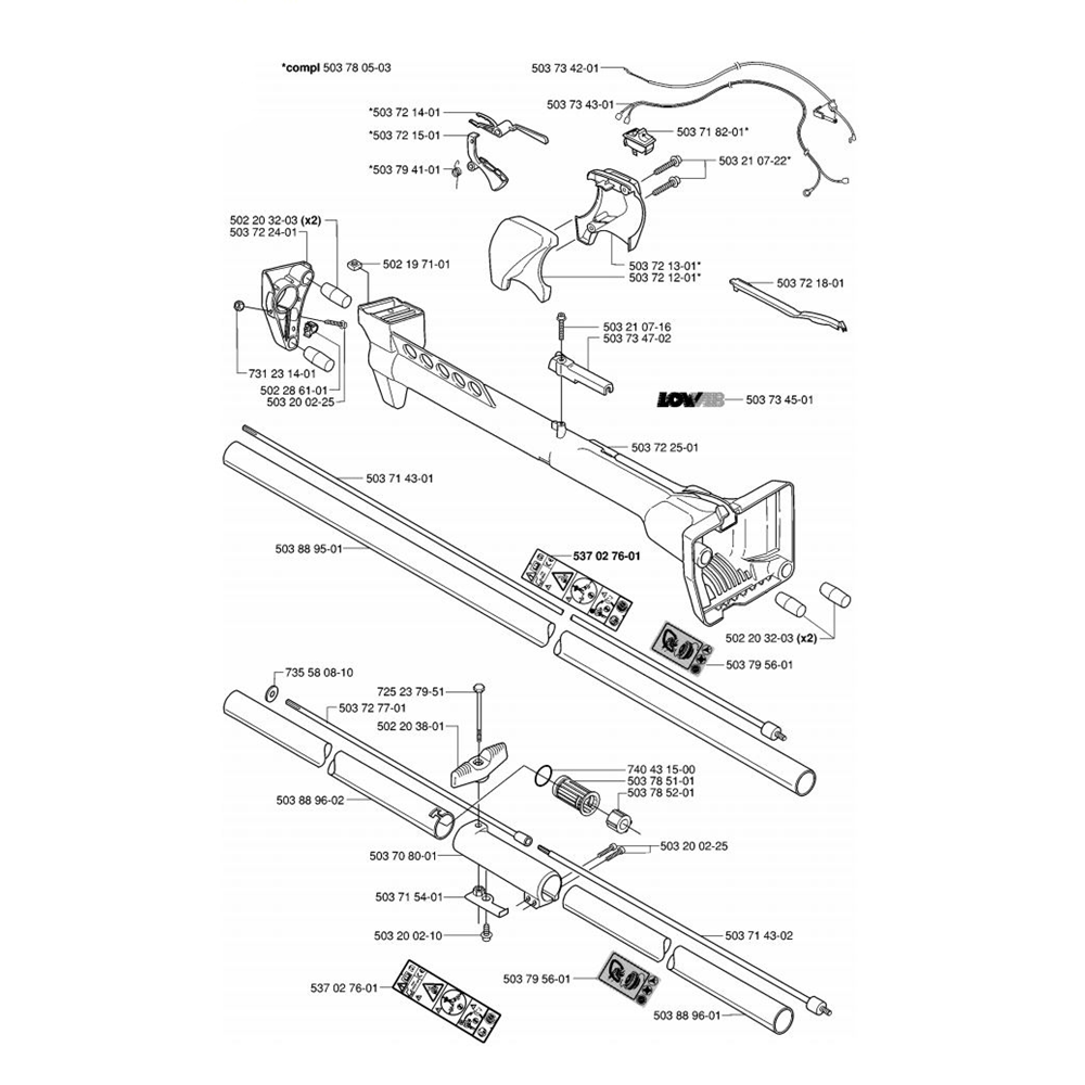 Sơ đồ Trục & Tay cầm cho Husqvarna 225 LD