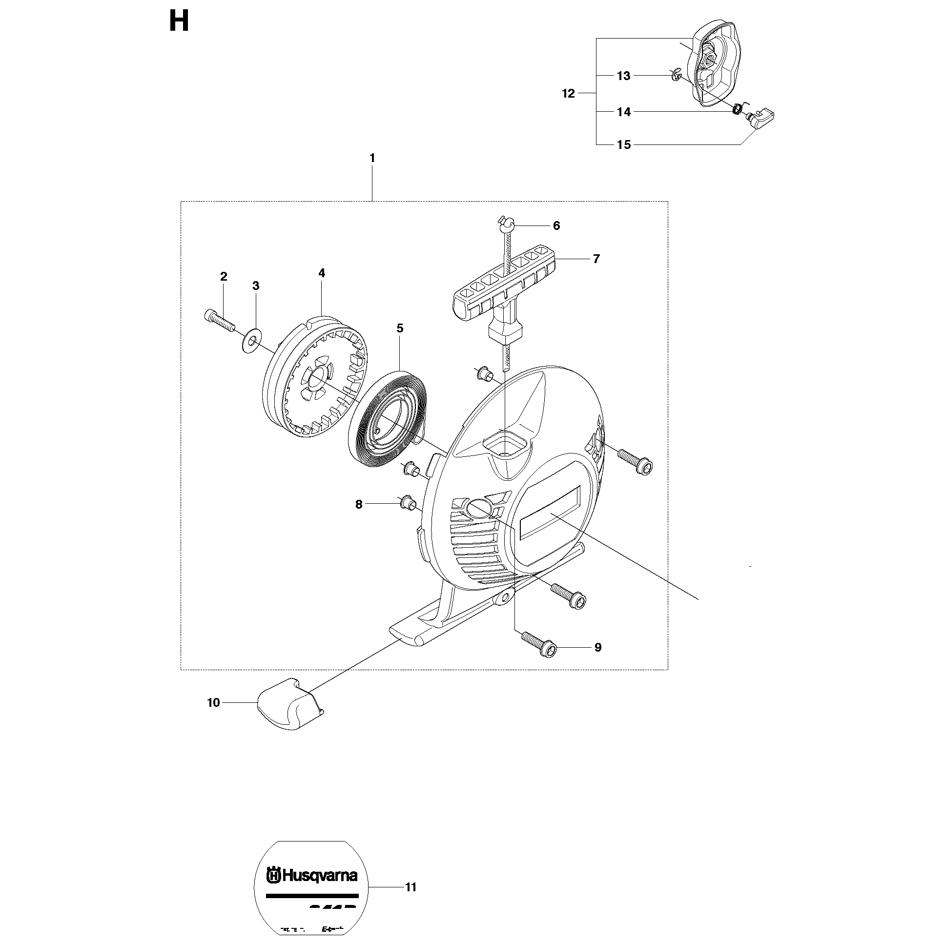 Sơ đồ Bộ khởi động cho Husqvarna 241R 3 241r 001
