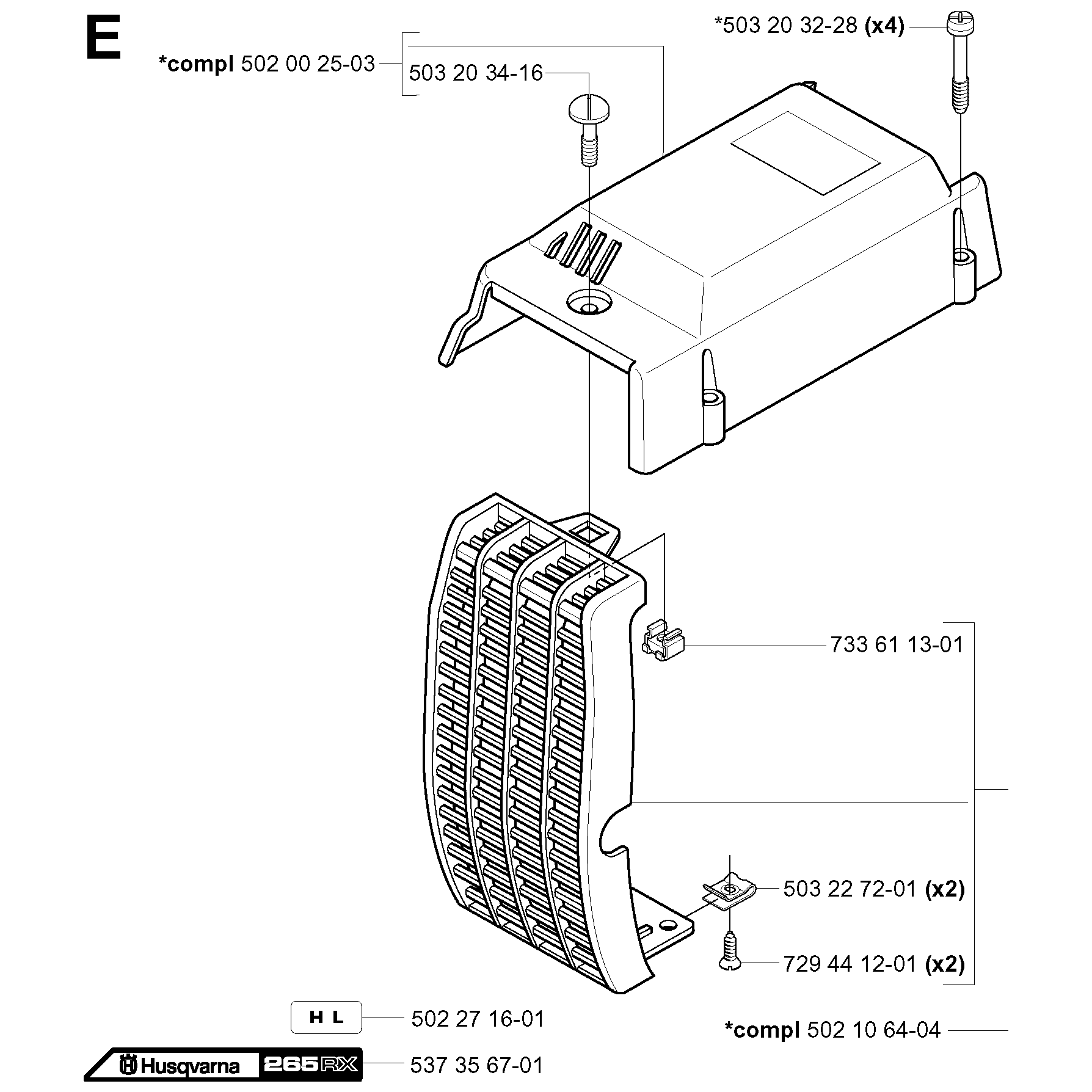Sơ đồ Nắp xi lanh cho Husqvarna 265RX
