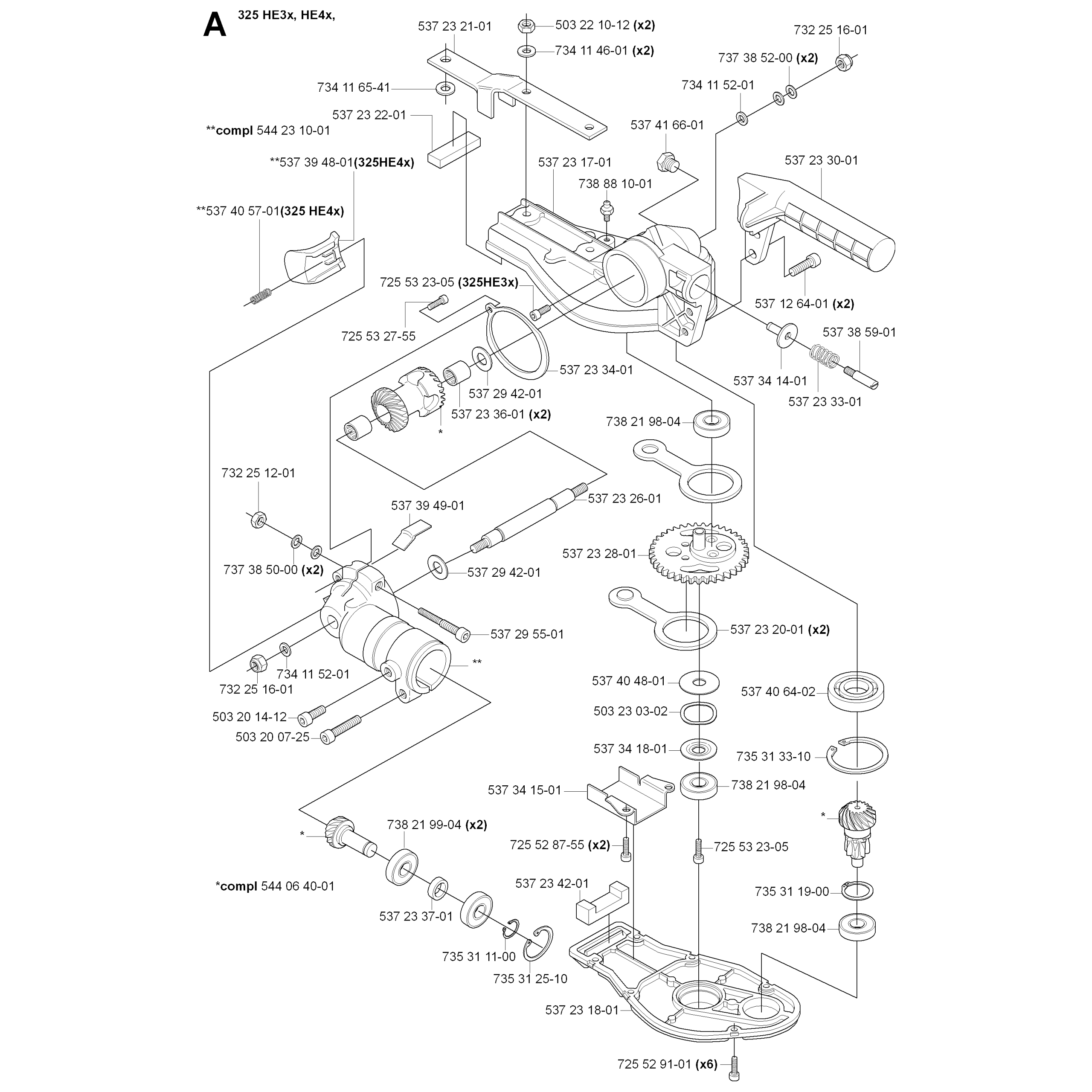 Sơ đồ Vỏ bánh răng cho Husqvarna 325 HE3