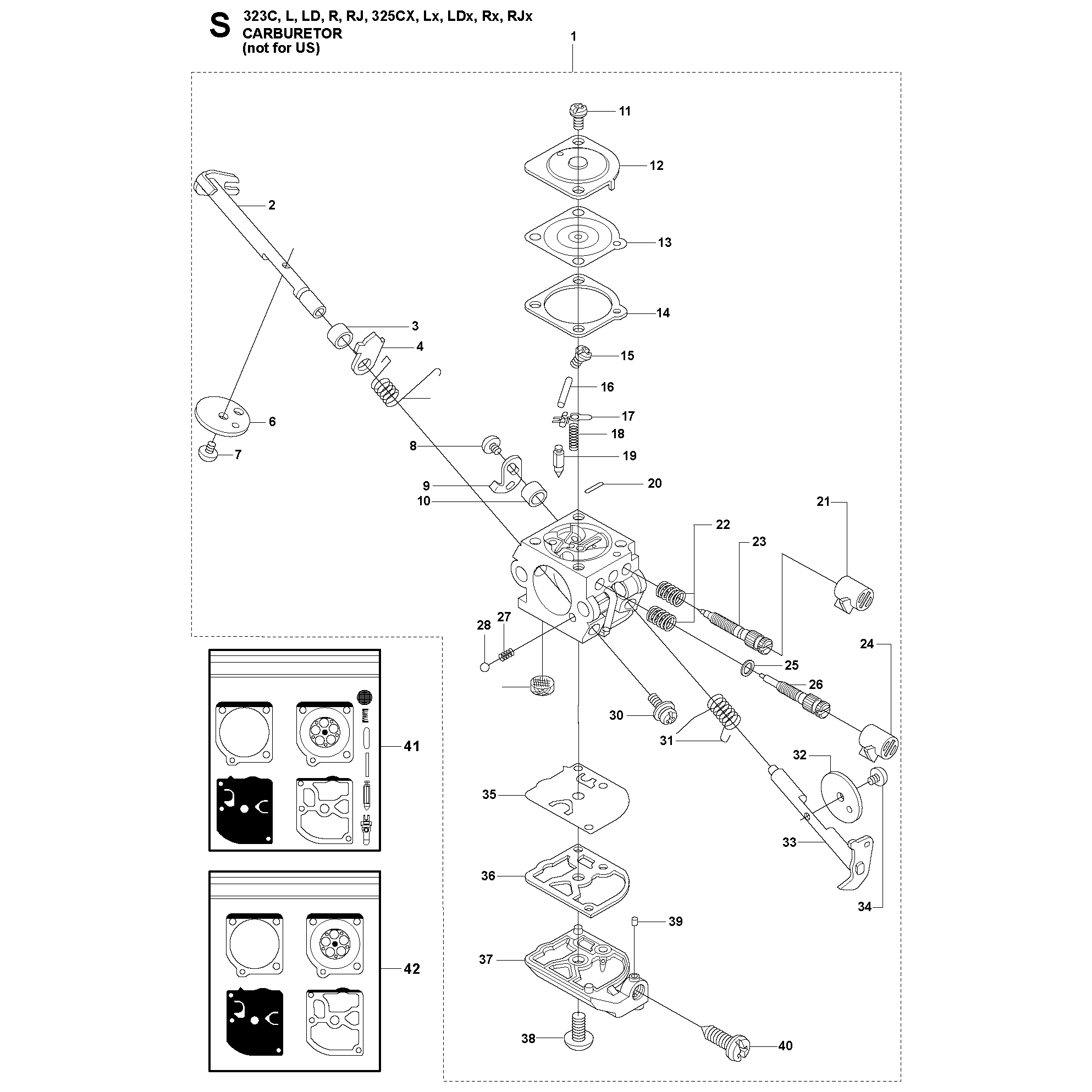 Sơ đồ Bộ chế hòa khí cho Husqvarna 325RJX