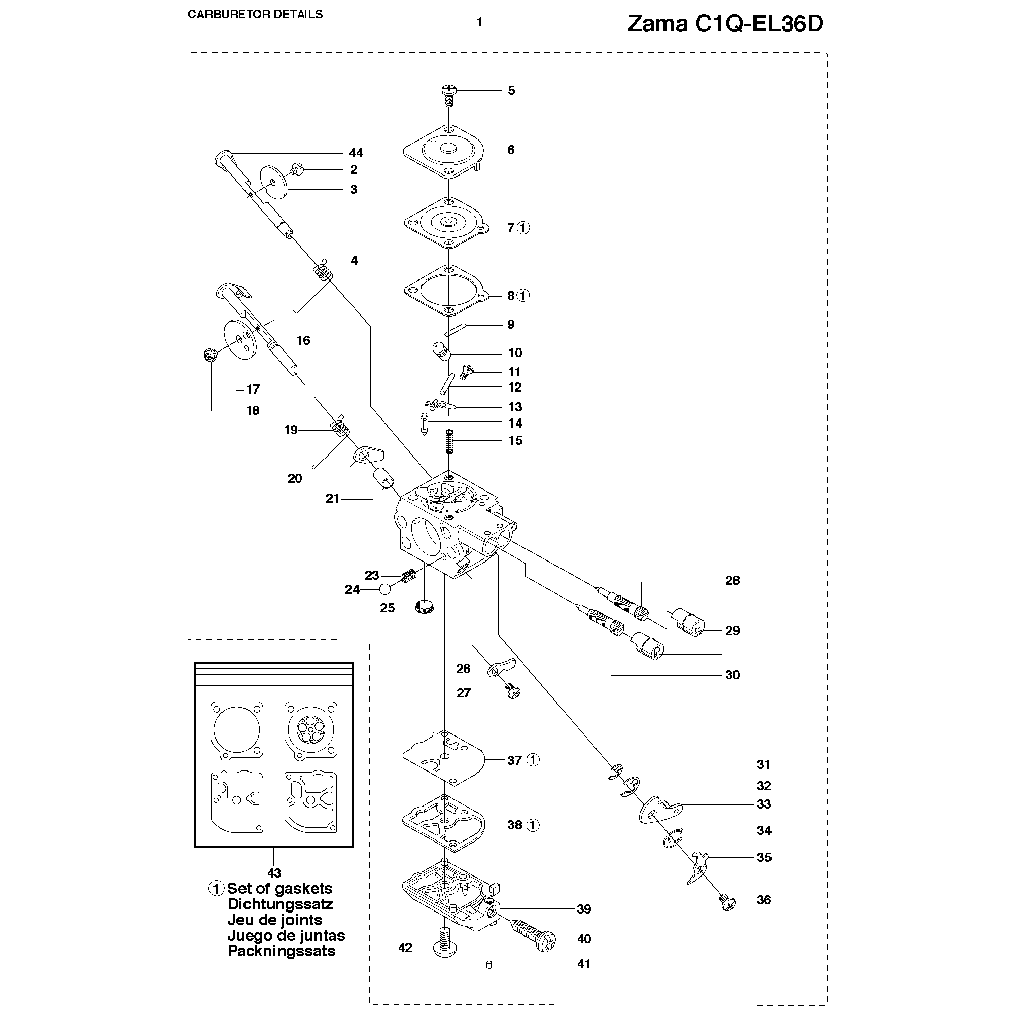 Sơ đồ Bộ chế hòa khí cho Husqvarna 333RJ