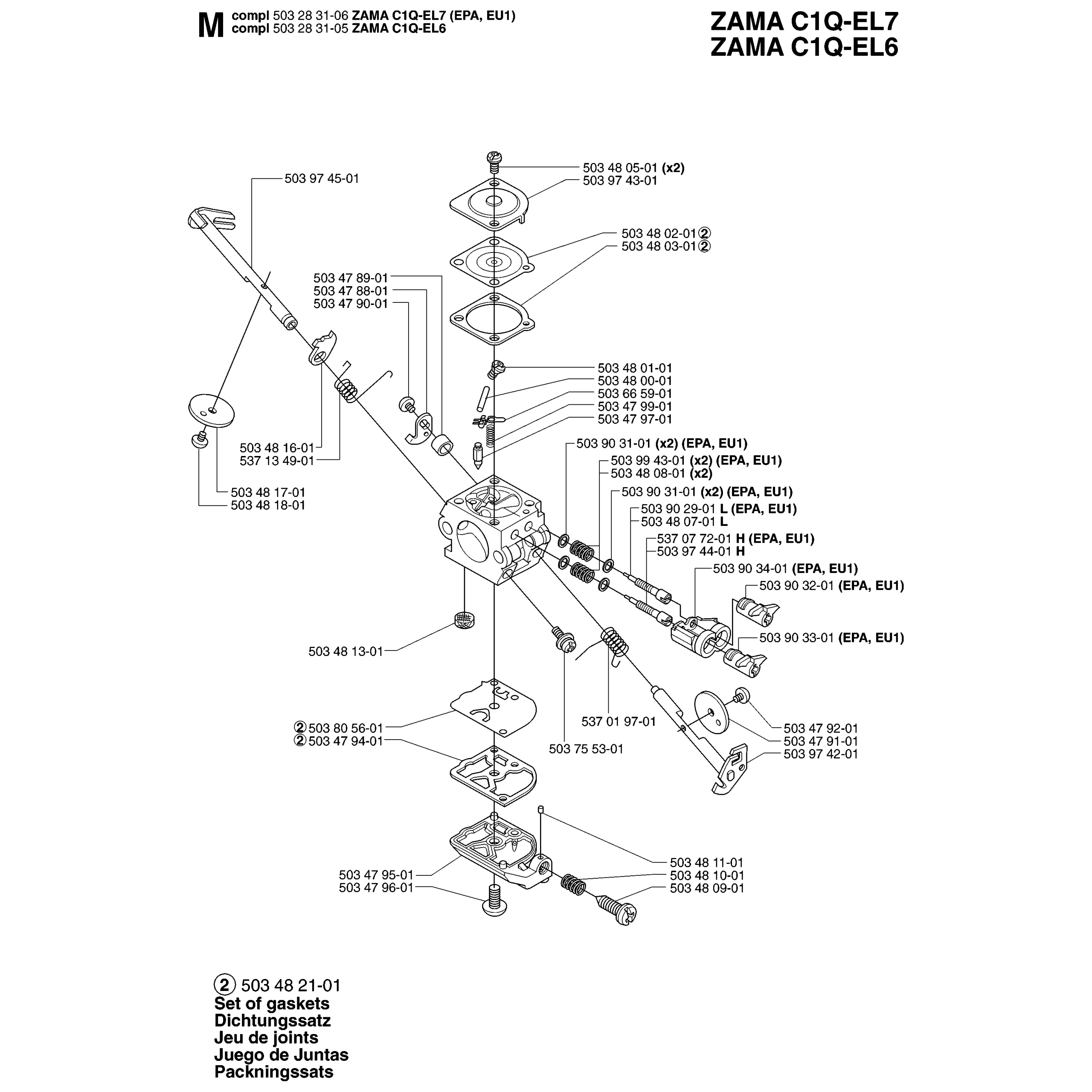 Sơ đồ Bộ chế hòa khí cho Husqvarna 55