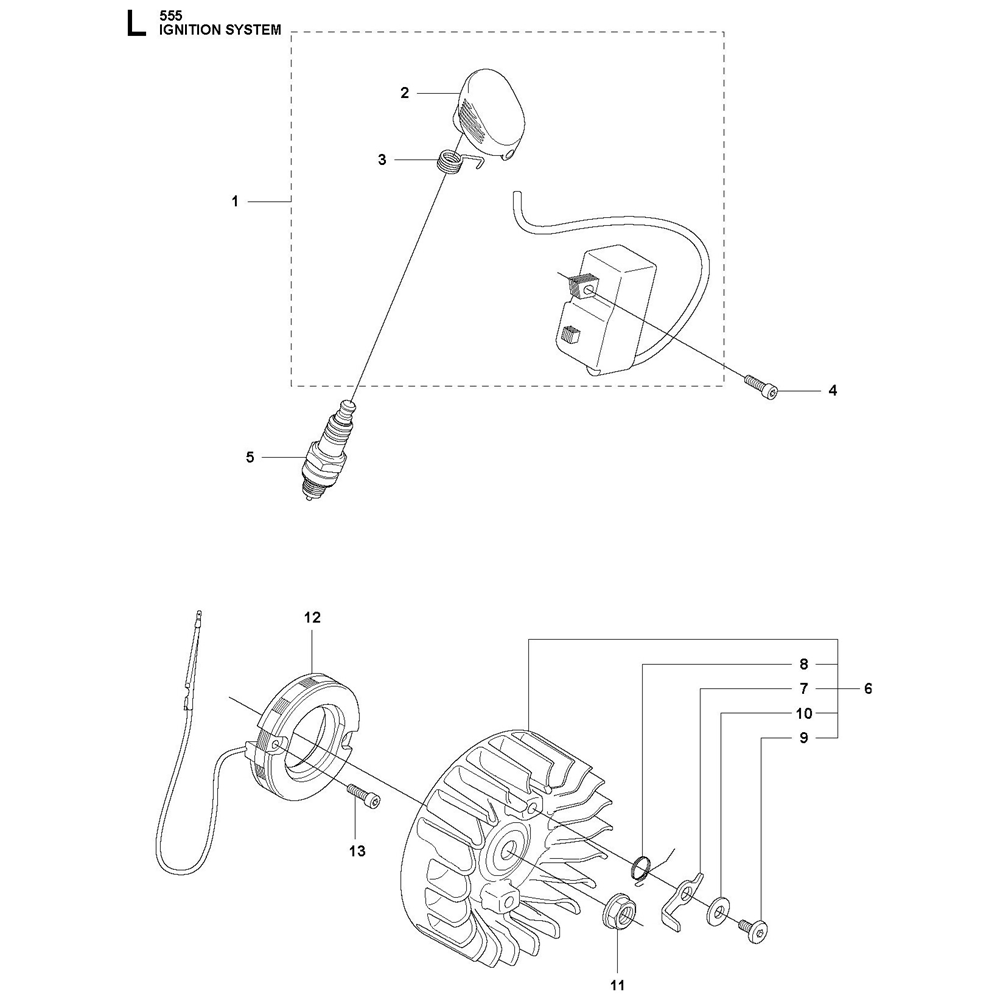 Sơ đồ Hệ Thống Đánh Lửa Husqvarna 555FX 3 555fx 0012