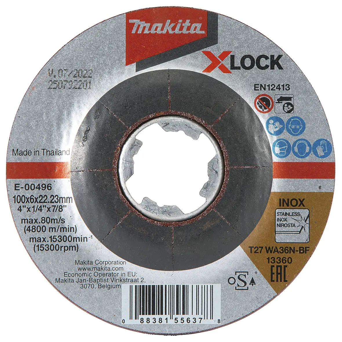 E-00496 Đá Mài Makita Cho INOX(X-LOCK/100x6x22.23/WA36N)