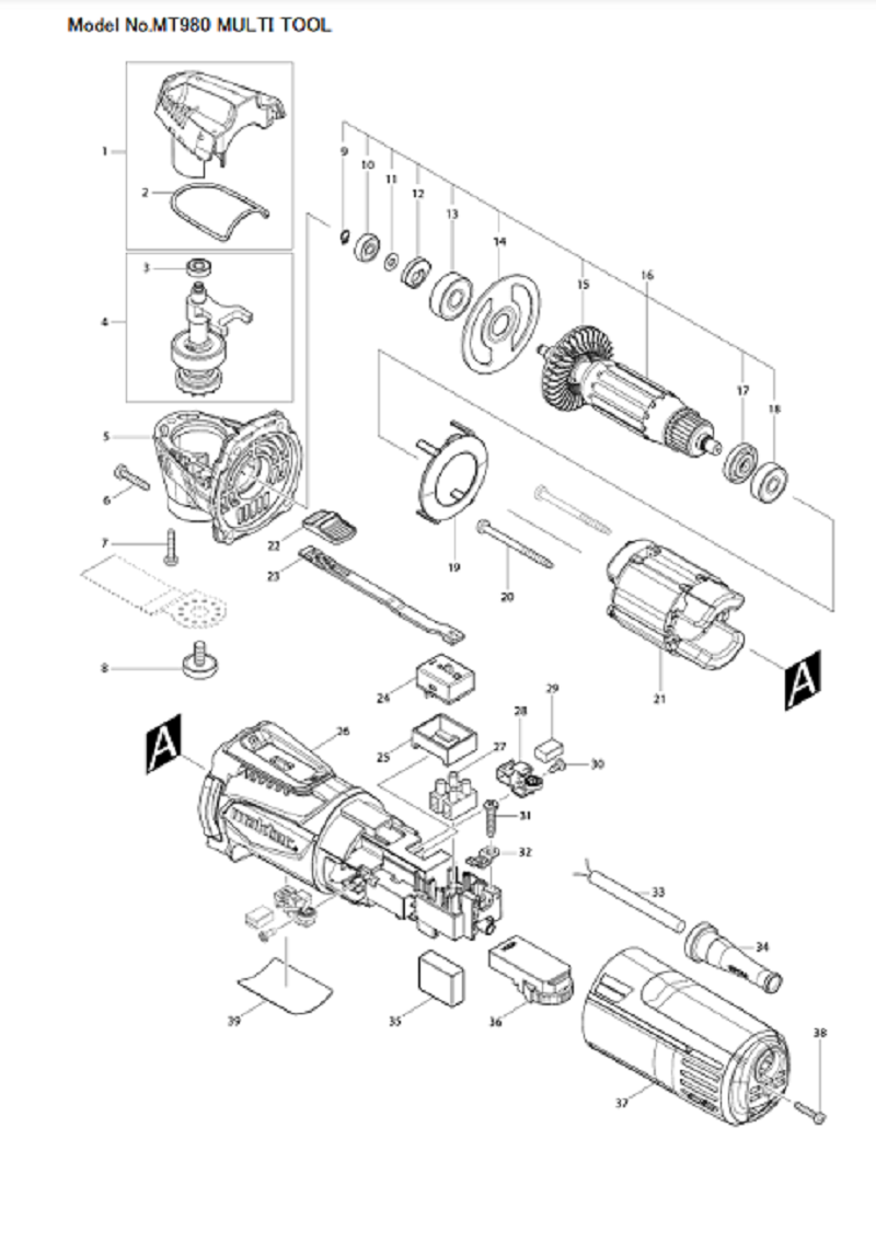 634728-4 STATO Máy Cắt Rung Đa Năng Maktec MT980 2 MT980