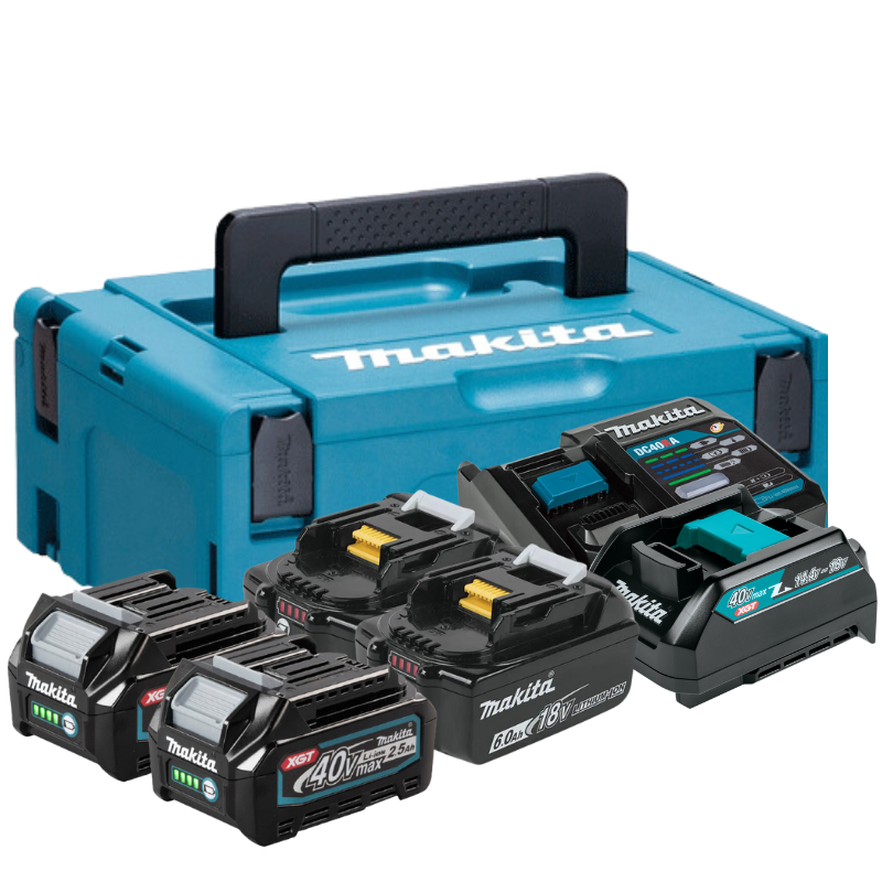 191T64-6 Bộ pin sạc 191T64-6 (2 Pin BL4025 40V (2.5Ah), 2 pin BL1860B 18V (6.0Ah), sạc DC40RA, bộ chuyển đổi ADP10) 1 191T64-6 Bộ pin sạc 191T64-6 (2 Pin BL4025 40V (2.5Ah), 2 pin BL1860B 18V (6.0Ah), sạc DC40RA, bộ chuyển đổi ADP10)