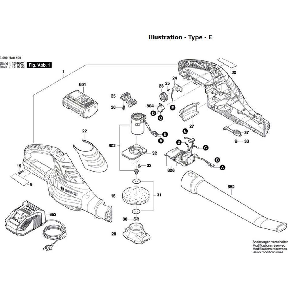 Sơ đồ Lắp ráp máy thổi lá cho Bosch 2 alb 36 li assy 1