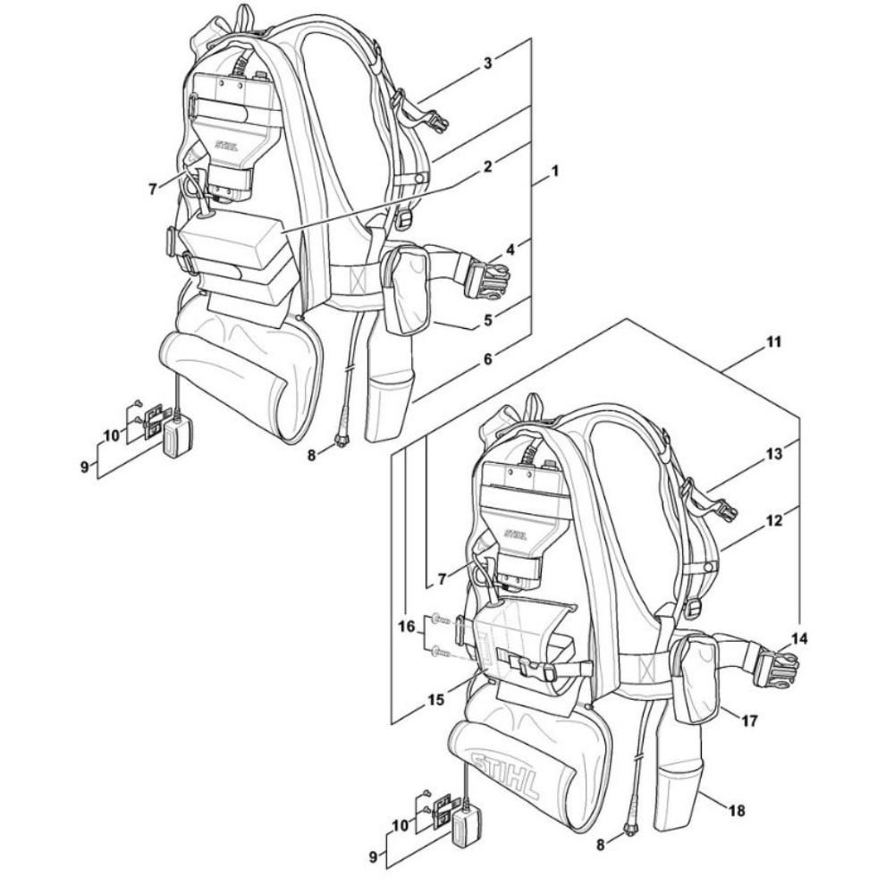 Sơ đồ Hệ thống vận chuyển cho Stihl ASA 85 2 asa85 carrying system assembly