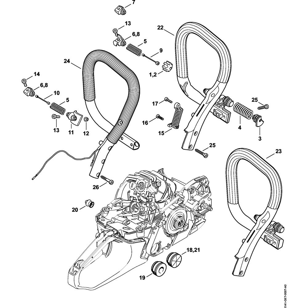 av system handlebar assembly ms261 ms261c
