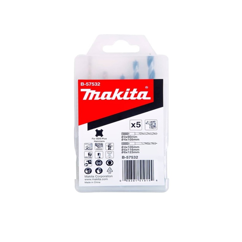 B-57532 Bộ Mũi Khoan Chuôi Sds-plus 3,4,5,6,mm (5 Cái)