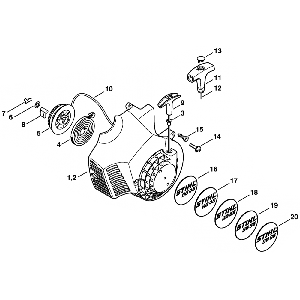 Sơ đồ Tua lại bộ khởi động cho Stihl BG45