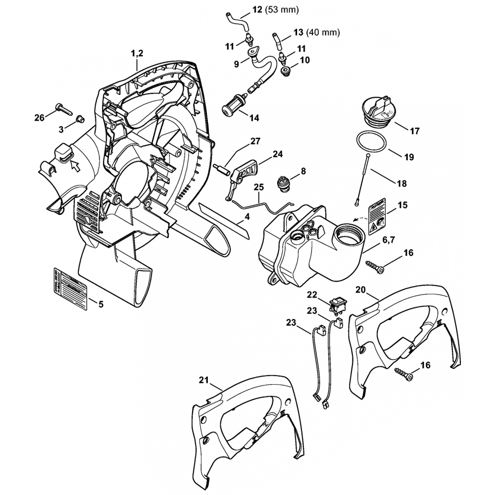 Sơ đồ Vỏ quạt cho Stihl BG50
