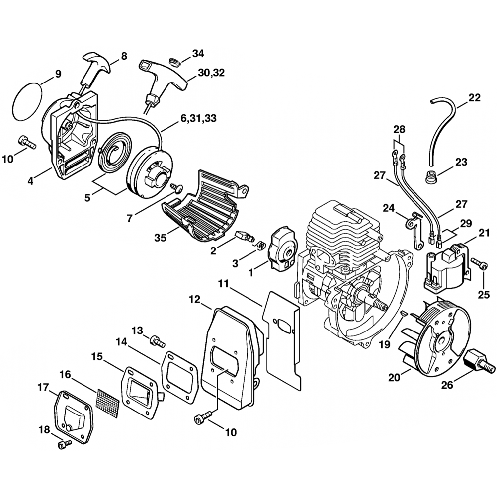 bg72 rewind starter ignition system