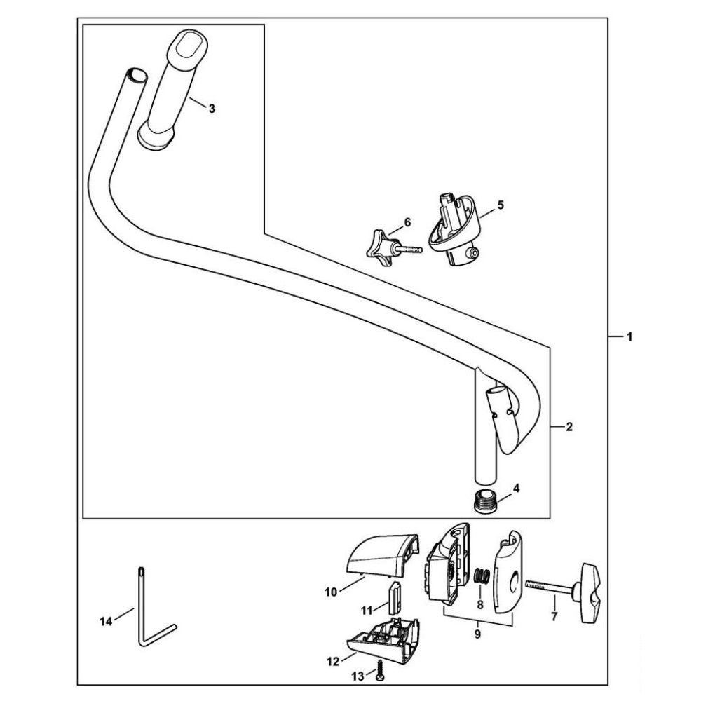 Sơ đồ Tay cầm xe đạp cho Stihl BGA 300.1