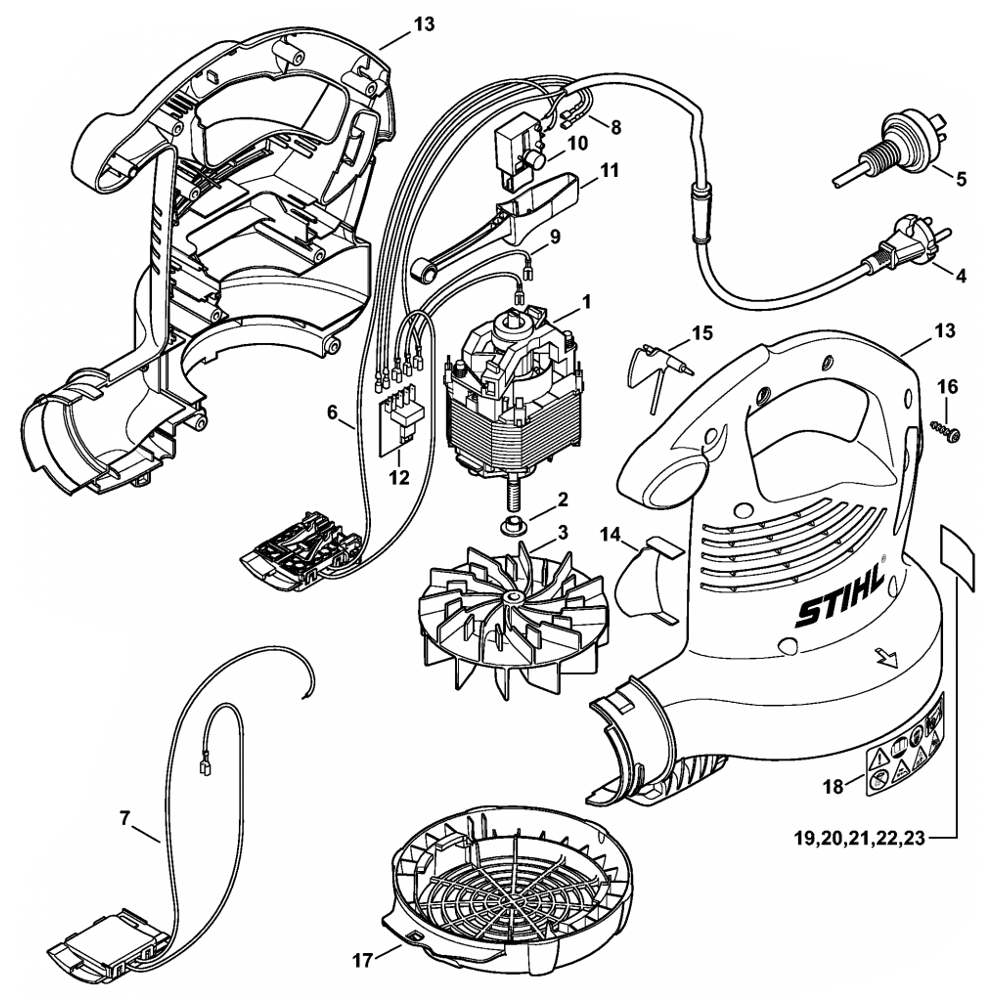 Sơ đồ Vỏ quạt cho Stihl BGE81