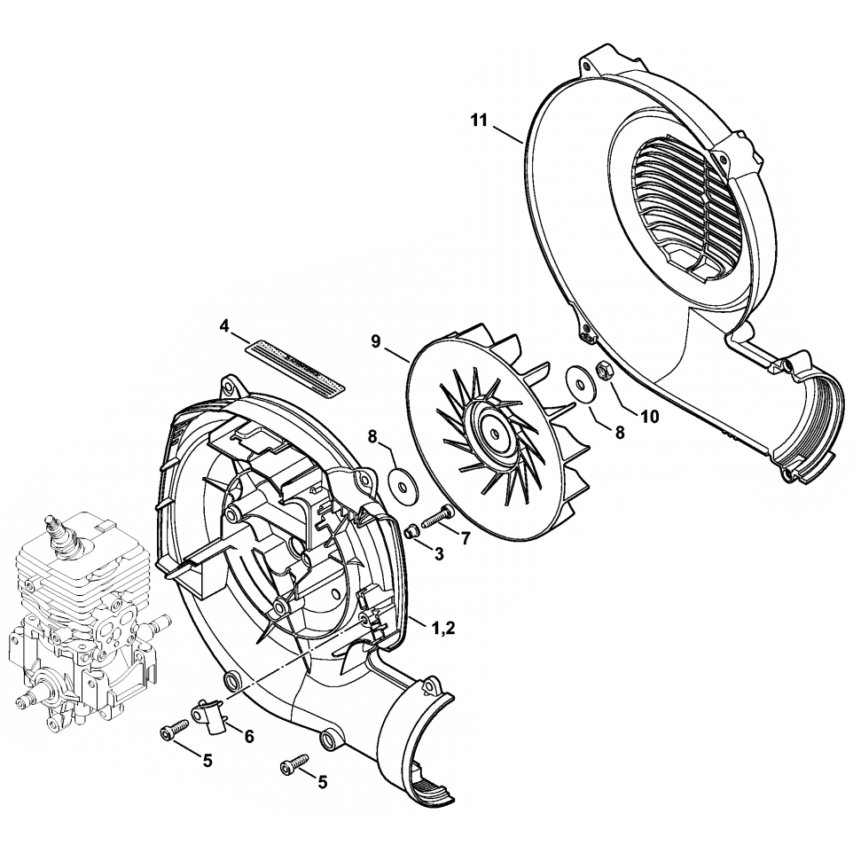 Sơ đồ Vỏ quạt cho Stihl BR200