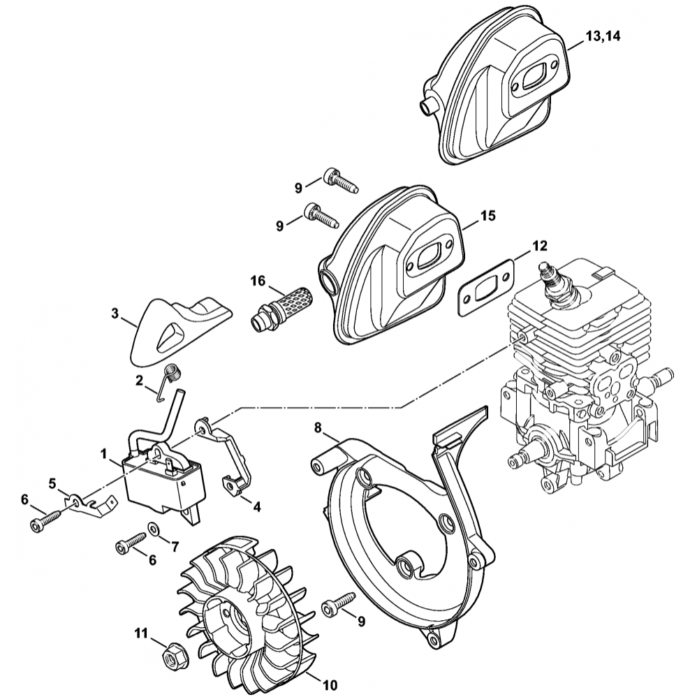 Sơ đồ Đánh lửa & giảm thanh cho Stihl BR200 2 br200 ignition system muffler