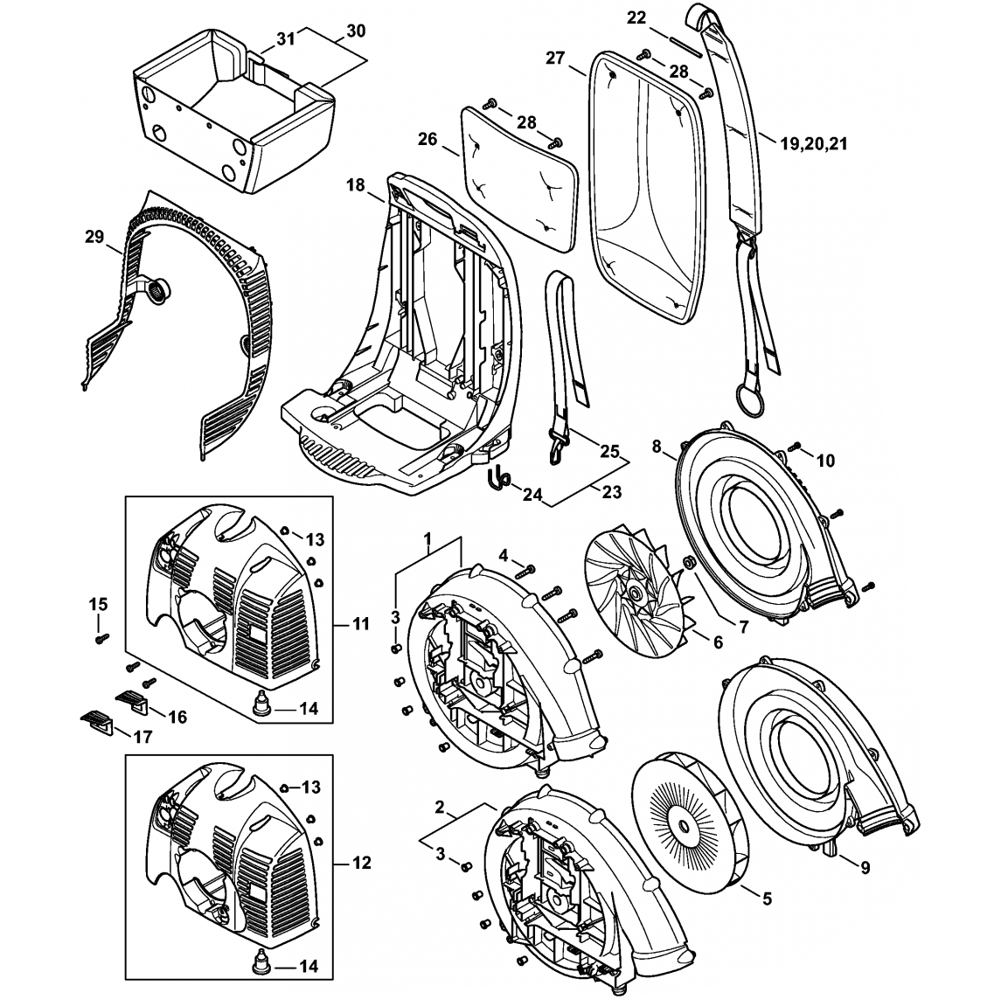 br350 fan housing shroud backplate