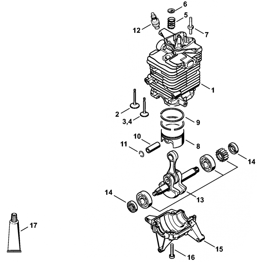Sơ đồ Chảo động cơ xi lanh cho Stihl BR500 1 Sơ đồ Chảo động cơ xi lanh cho Stihl BR500
