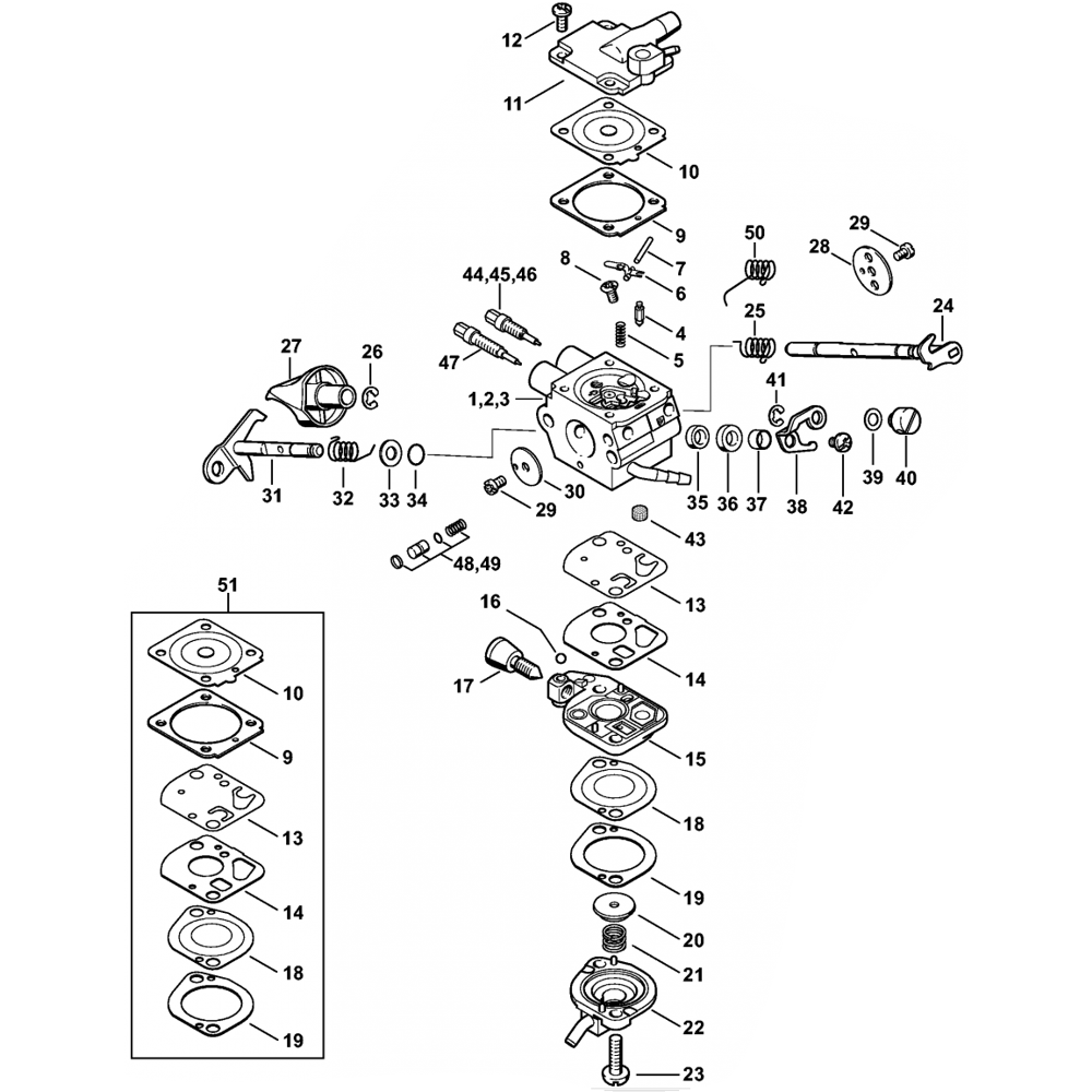 Sơ đồ Bộ chế hòa khí cho máy thổi Stihl