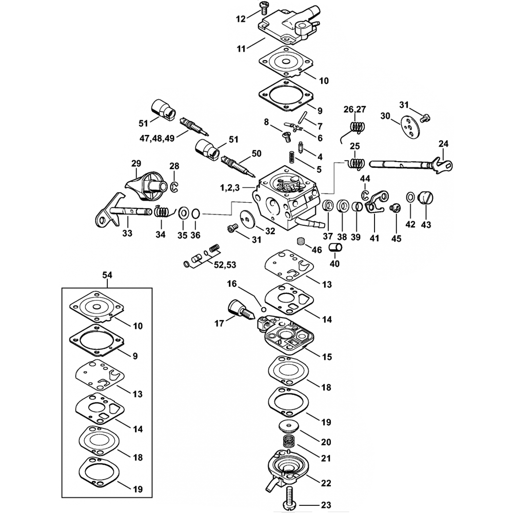 Sơ đồ Bộ chế hòa khí cho máy thổi khí Stihl