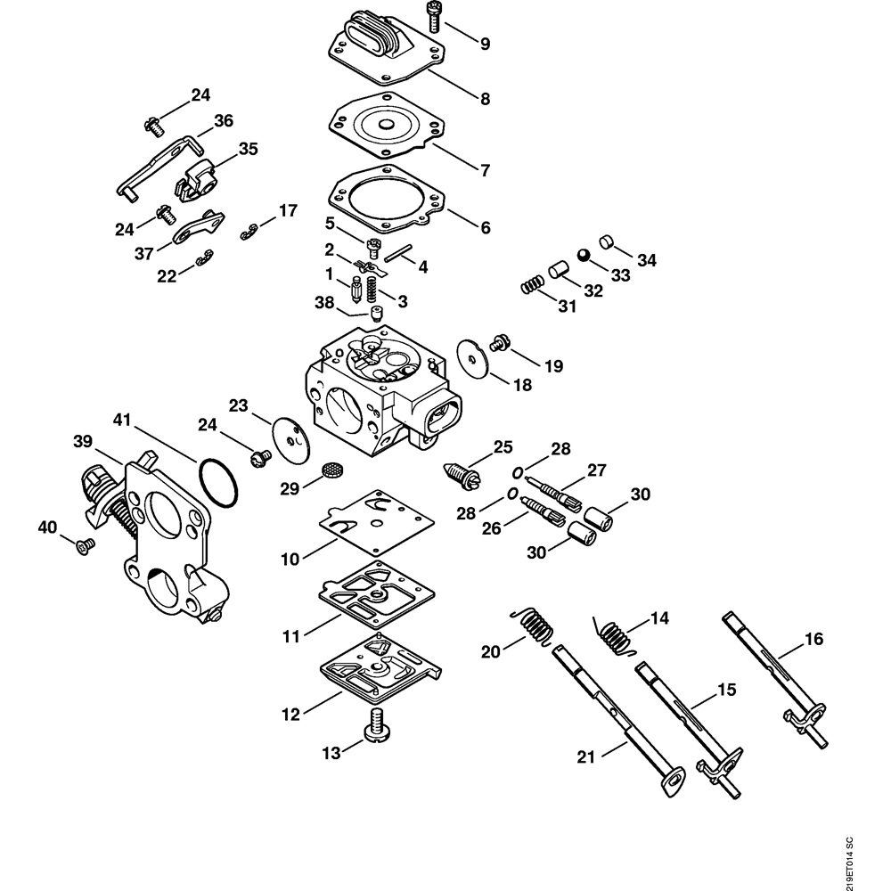 Sơ đồ Bộ chế hòa khí HD-41 cho Stihl MS441 2 carburetor hd 41 assembly ms441 ms441c