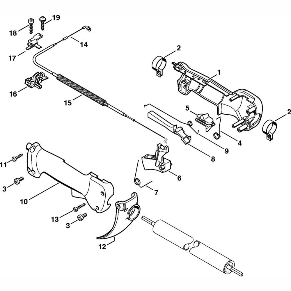 control handle 2003 assembly for stihl fr350 fr450 fr480 backpack brushcutter
